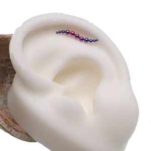Internally Threaded Beaded Curvy design .Implant Titanium Flatback Piercing 18g, 16g, 14g, pinner, helix, cartilage , lower helix