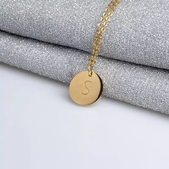 Stainless Steel Initial Coin Pendant 