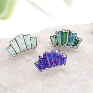 Marquise Opal Implant Titanium Flat Back Titanium Piercing 18g, 16g, 14g