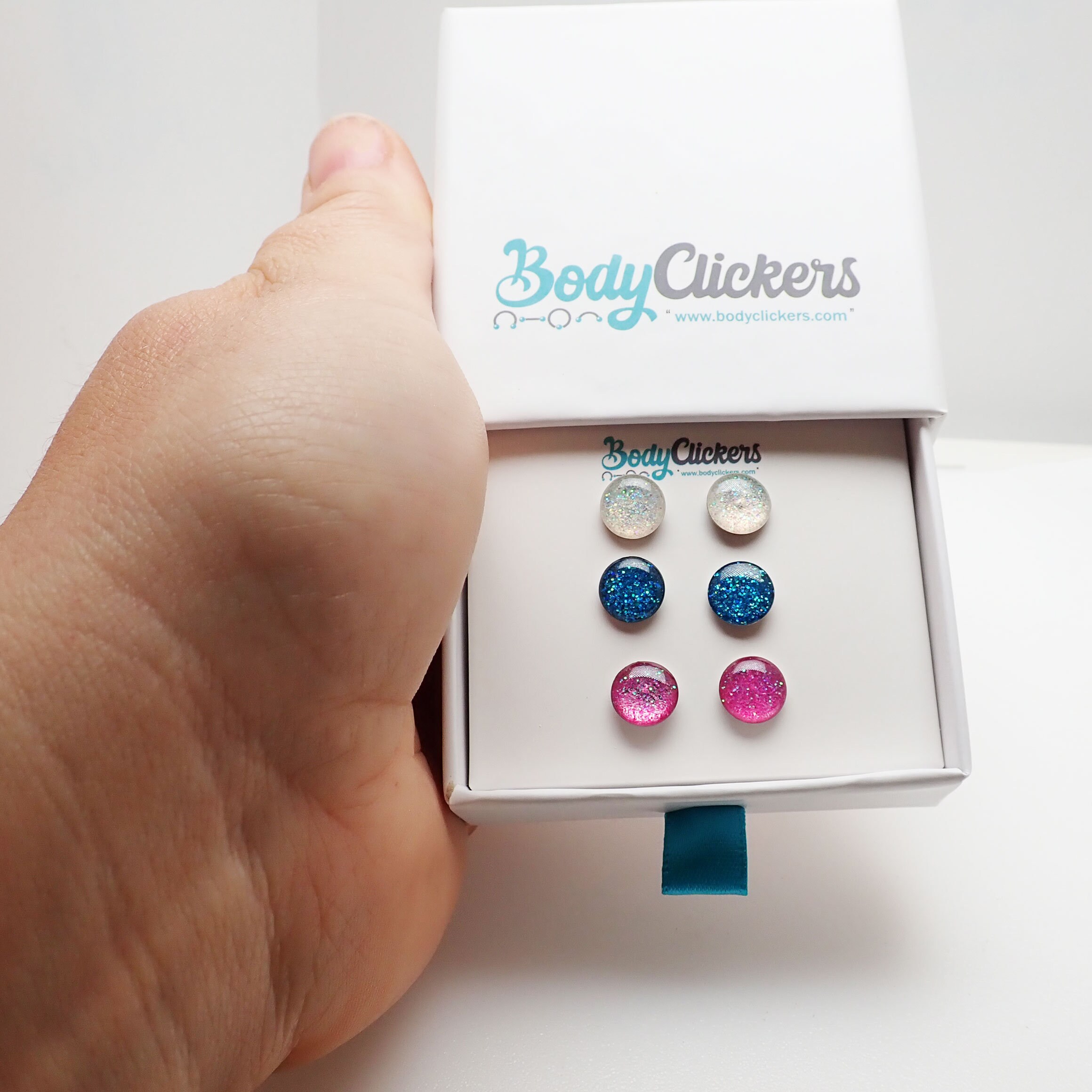 Stainless Steel Gift Box Set Glitter Stud Earrings Etsy