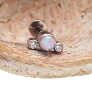 Bubblegum & Clear CZ Small Cluster Implant Titanium Flatback Piercing 18g, 16g, 14g