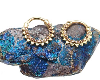 16g sun gold filled Surgical steel  Brass clicker, septum, Daith, helix, 8mm or 10mm hinged clicker