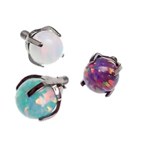 16g or 14g  internally threaded opal END claw setting ball x 1   opal size 4mm