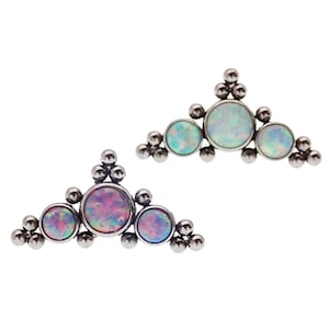 Multi Lavender or White fire Opal helix piercing, Implant Titanium ,20g ,18g, 16g, 14g, Push fit threadless piercing.