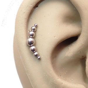 Beaded Curve Implant Titanium Flatback Piercing 18g, 16g, 14g