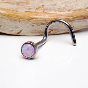 20g/18g Fire Opal Titanium Nose Curls / Studs / Rings