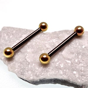 14g Titanium 4mm Black & Rose Gold Barbell ( Nipple, Tongue, Industrial Ring )