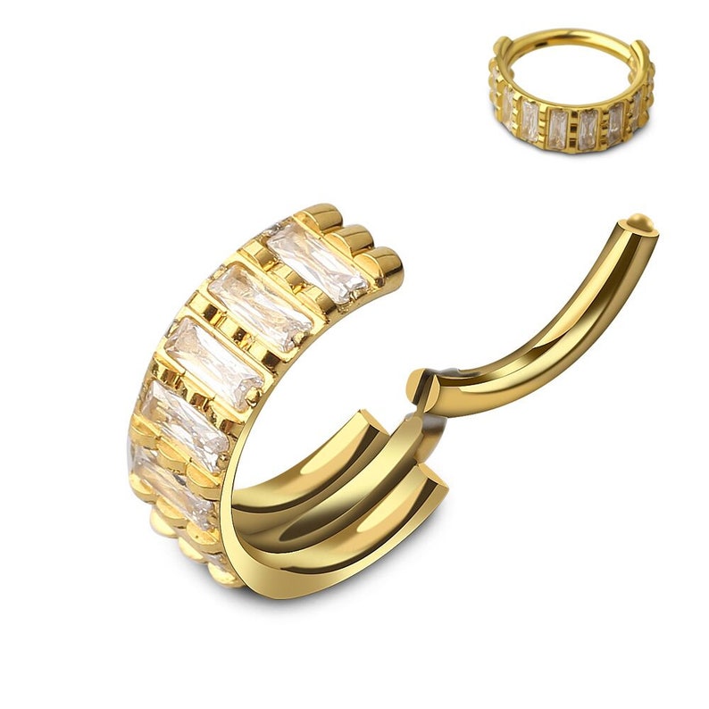 12mm titanium Hinged clicker Ring with Inlaid Crystal Gems Etsy