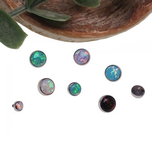 Implant Grade Titanium Internally Threaded Replacement top, lab Fire Opal 3mm 4mm 5mmm -top only will fit our 16g/18g backs