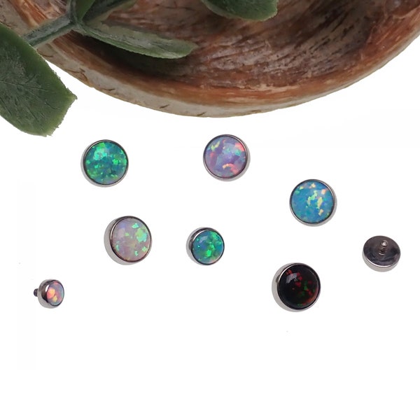 16G Implant Grade Titanium Internally Threaded Flat Tops lab Fire Opal 3mm 4mm 5mmm top only