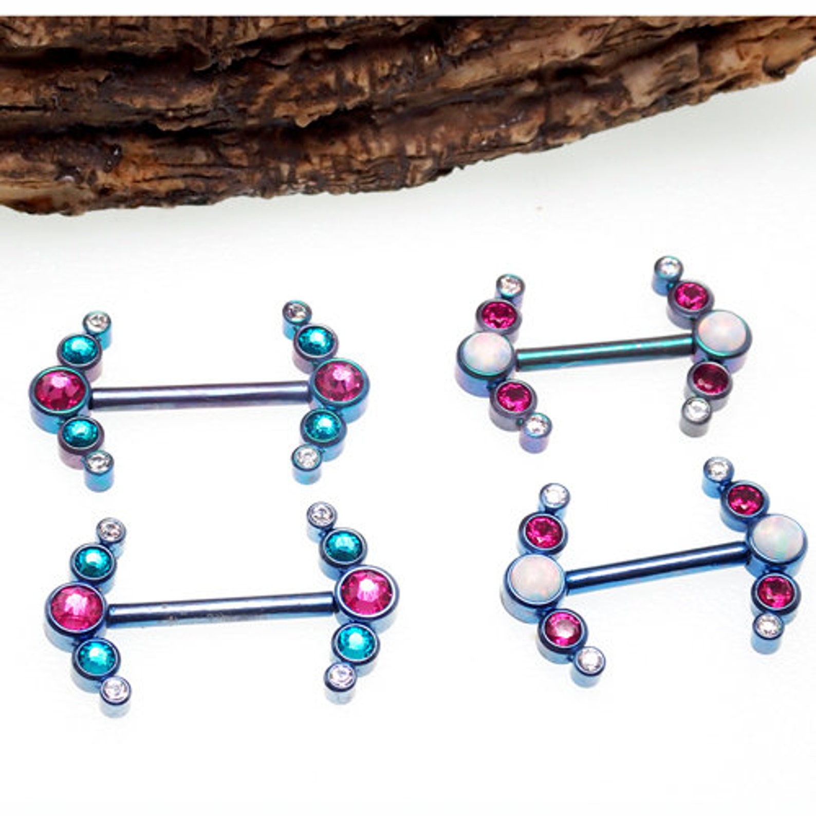 14g TITANIUM Swarovski Nipple Clusters 14mm Nipple Piercing Etsy