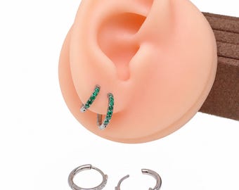 Implant Titanium CZ Örhängen Hoops Örhängen 20g, Rosetter Säljs i par, guld, silver, allergivänligt