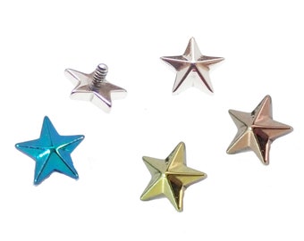 Implante de estrella náutica con rosca interna de titanio ASTM F-136, fijación con parte superior de estrella suelta, rosca de 16 g, 0,9 mm o 14 g, 1,2 mm
