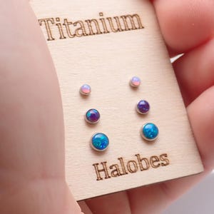 pic & mix ,Implant grade titanium earrings 3 pairs gift set, Cabochon Fire Opals ,Hypoallergenic titanium - For Sensitive Ears- gift box