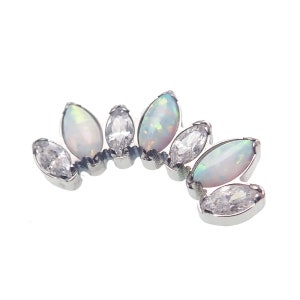 Fire Opal Crown Titanium Flatback Piercing: CZ Gem, 14g/16g/18g