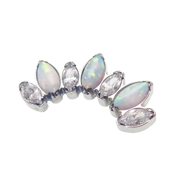 Fire Opal Crown Titanium Flatback Piercing: CZ Gem, 14g/16g/18g