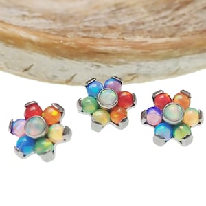 Mixed Opal Regenbogen Blumenimitat Titan Top 14g