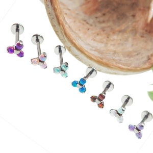 Opal Trio-Cluster Implant Titanium Flatback Piercing 18g, 16g, 14g