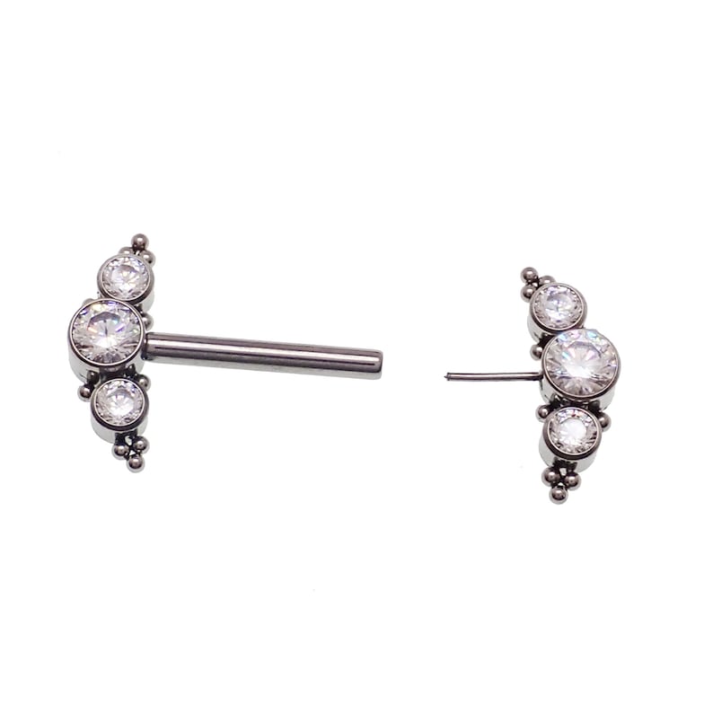 Clear CZ Push Fit Implant Titanium Barbell 16g, 14g, 12g image 4