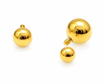 14g / 16g PVD GOLD Top Titanium Internally Threaded Ball -1 Ball Only