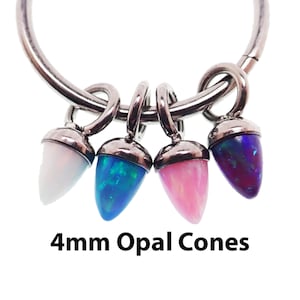 Opal 4mm Cone Titanium Charms - Fits up to 10g Hoops! - Hoops sold separately