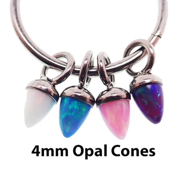 Opal 4mm Cone Titanium Charms - Fits up to 10g Hoops! - Hoops sold separately