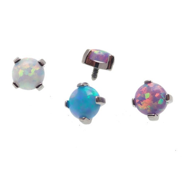 16g titanium 4mm opal tops with prong setting - flat fire opals- loose tops