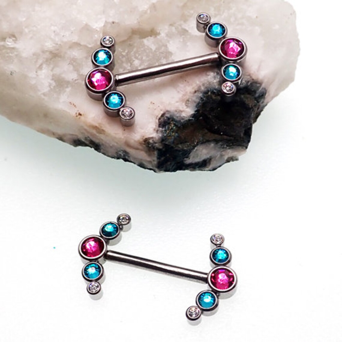 14g TITANIUM Swarovski Nipple Clusters 14mm Nipple Piercing Etsy
