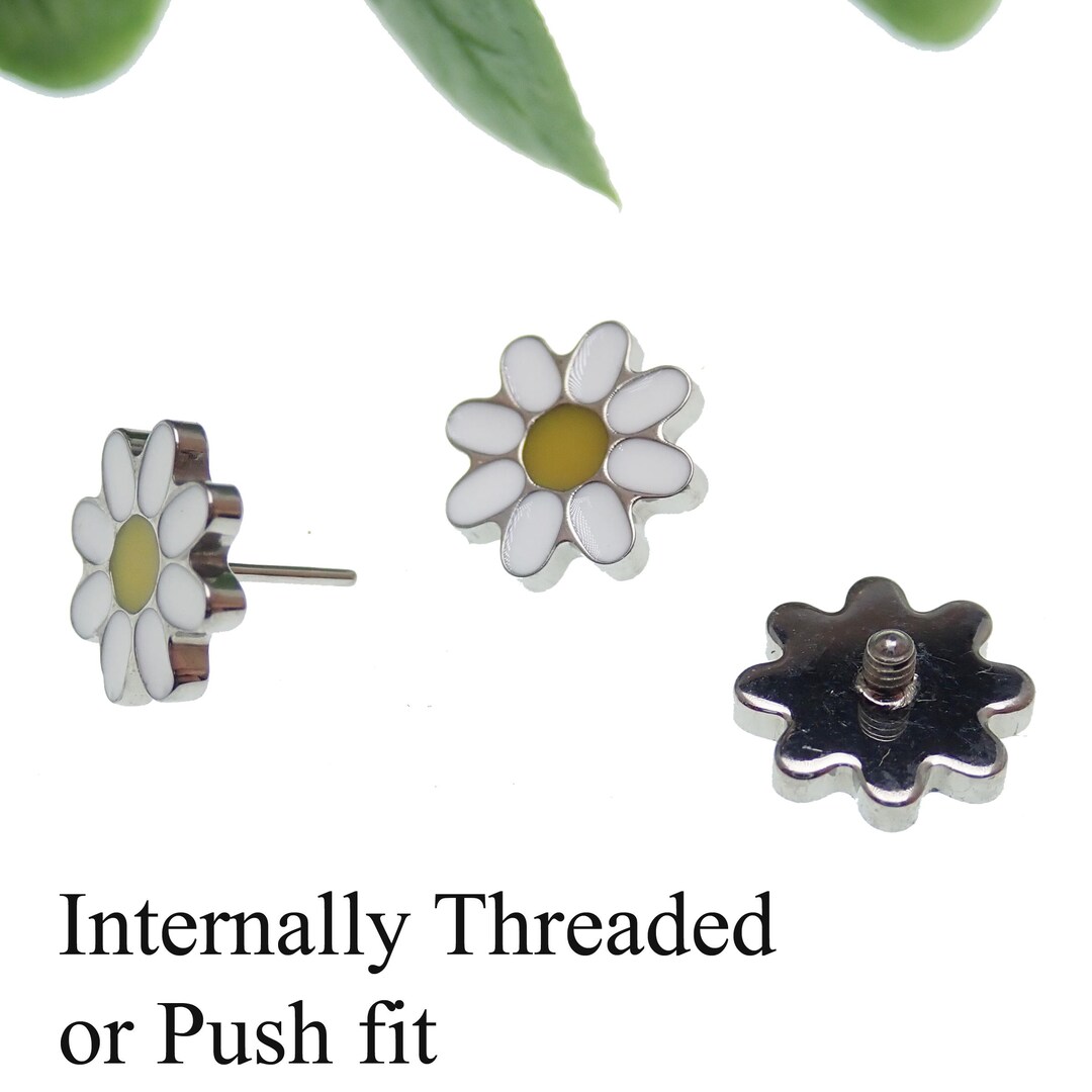 Dermal Labret Titanium Daisy Labret: 14g/16g Internally Threaded Dermal Top - Etsy