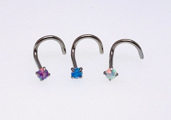 Anello A Bottone Da Naso In Acciaio Chirurgico 316L Gemma Opale A Punta - Foto 5