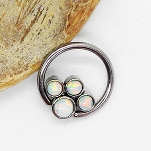Implant titanium opal ring CBR/BCR paw design, 16g daith, helix, cartlidge, septum