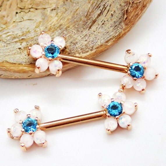 Opal Nipple Bar Barbell Ring Nipple Jewelry Piercing Surgical Steel Nipple Barbell Jewelry Nipple Ring Body Piercing Earring