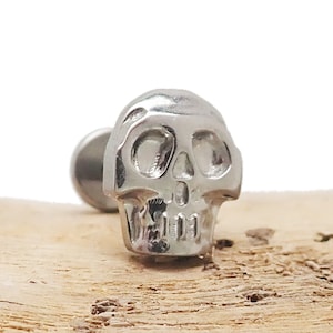 implant titanium Skull, Push Fit Flatback Piercing 20g, 18g, 16g, 14g, helix, cartilage, lip, philtrum, body piercing, gold, purple, silver
