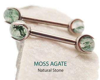 Ensemble de griffes filetées intérieurement en titane pour implant MOSS AGATE, anneaux de barre de mamelon opale, tétine en titane pour implant 12G 14G, industriel, haltère