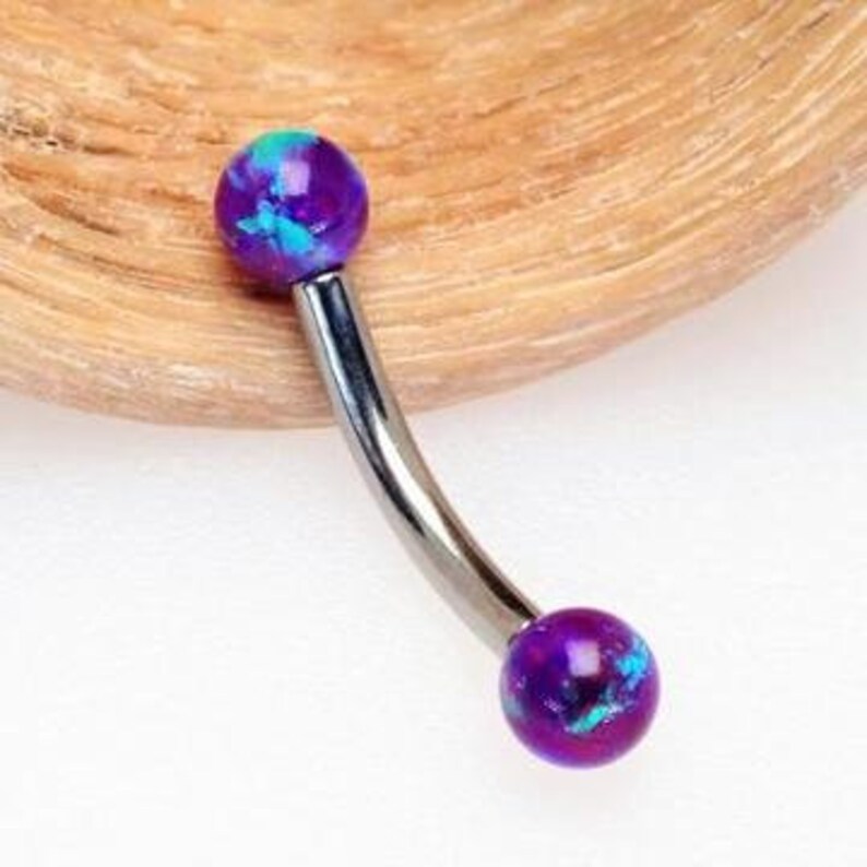 Internally threaded implant titanium, fire opal titanium Daith Piercing,16G Curved Barbell,Rook Earring,Cartilage,Helix,Eyebrow,3mm opal sleepy lavender