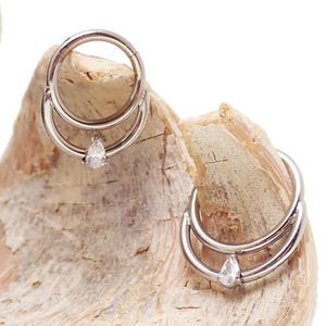 16g Double hoop design implant titanium clicker,  septum, daith ring, helix piercing, eternity hoop piercing, silver, gold, rose gold etc