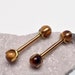 Tigers Eye Gold Implant Titanium internally threaded claw set opal nipple bar rings- 12G 14G Pure titanium nipple, industrial,barbell