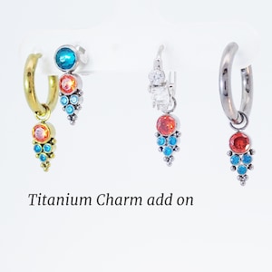 Implant Grade Titanium Assorted CZ colors add on charm, sold in singles… charm only
