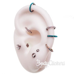 Small Opal Inlaid 6mm Titanium Clicker · Helix, Cartilage, Earring, Rook Tragus, Rook, Lip · 16g