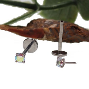 implant titanium Rainbow AB Push Fit Threadless Implant Titanium Flatback Piercing 20g, 18g, 16g, 14g, lip, tragus, ear, nose, conch piercin