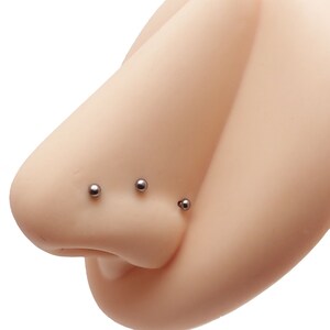 3 set 18g TITANIUM Tiny Nose Piercing Studs Dainty Nose Piercing , ball end nose bone image 2