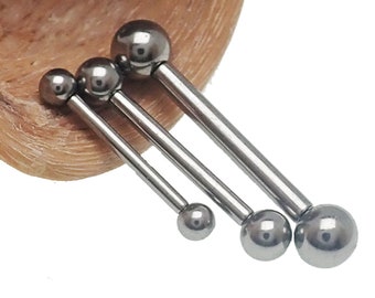 Implant Titanium Ball Push Fit Threadless  barbell,16g, 14g, 12g, both ends remove