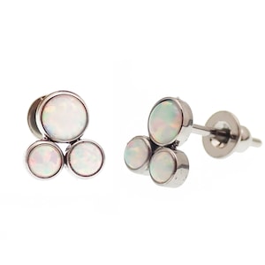 Implant grade titanium, lavender or white opal Titanium trinity opal earrings,titanium  stud earrings, 100% Hypoallergenic, Sensitive ear