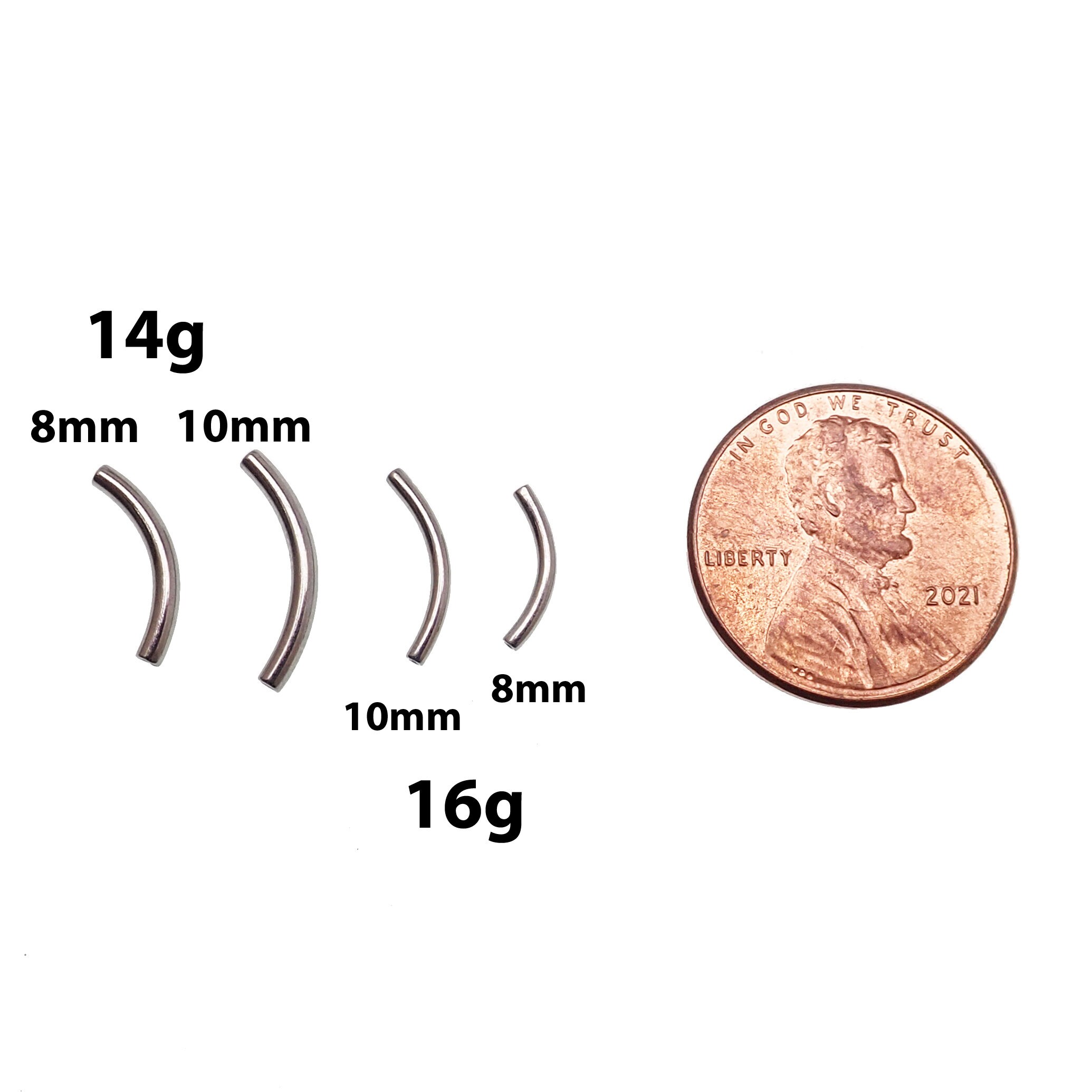 14g 16g 18g Push Fit Threadless Implant-grade Titanium Curve - Etsy