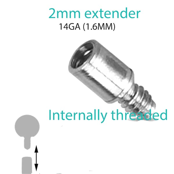 16ga or 14ga Implant titanium extender for making jewelry longer- internally threaded-   ( may not work with other brands)