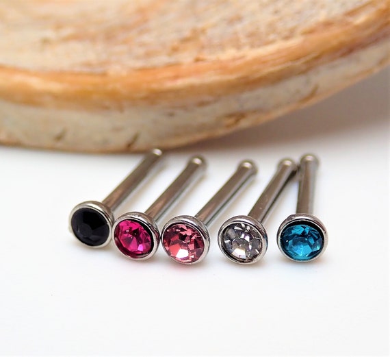 316L Surgical Steel Ball End Opal Gem Nose Bone Ring Stud 316L Surgical Steel Ball End Opal Gem Nose Bone Ring Stud
