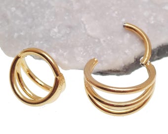 Implantat Titanium Gold Hinged Clicker Hoop brosk, Conch, Helix, Septum - 16g 8 mm/10 mm