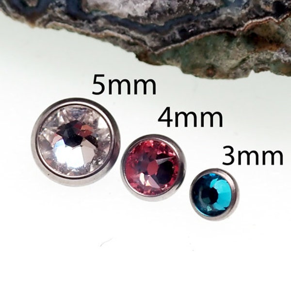 16g CZ titanium internally threaded loose tops for piercings