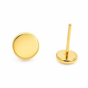 24Kt Gold PVD Titanium Threadless Flat Disc Top- will fit our 20g, 18g, 16g, 14g, 12g backs