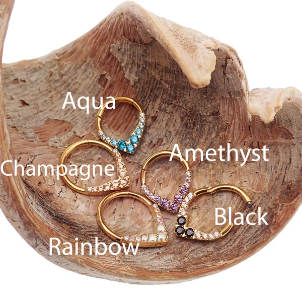 Gold PVD Titanium Heart Clicker: Daith, Septum, Helix Piercing (16g)